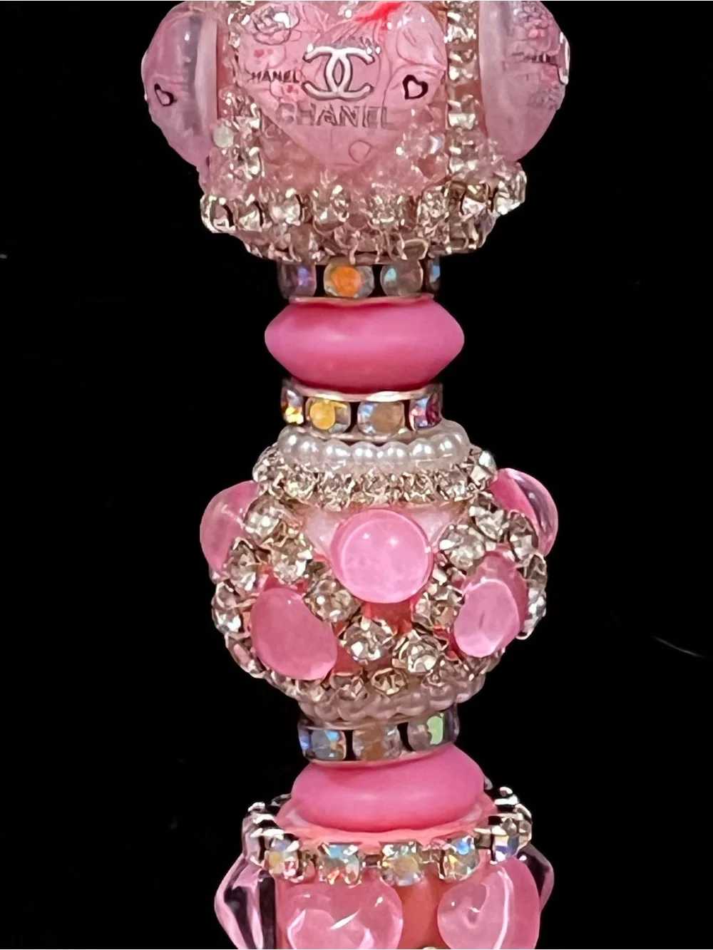 Designer inspired Pink Heart Logo silicone focal fancy Beaded pen